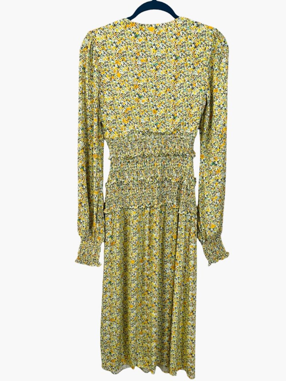 AFRM Yellow Floral Smocked Midi Dress XS - Picture 3 of 9